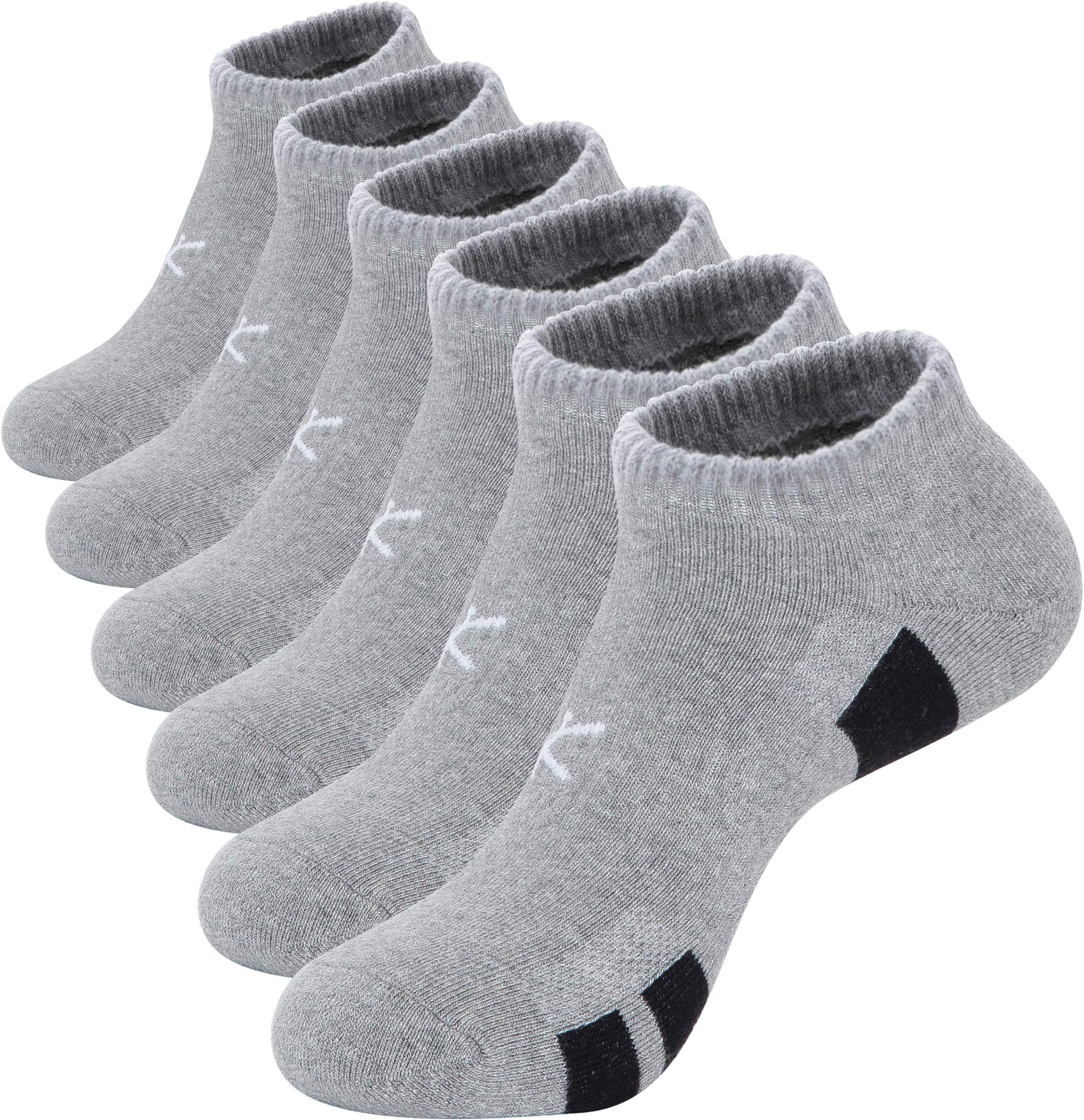 KONYMen's Cushioned Athletic Ankle Socks for Running Working(6 Pairs), Moisture Wicking Thick Cotton Low Cut Socks Size 9-12