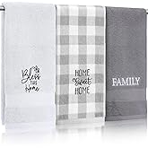 Pickmesh 3 Pcs Farmhouse Hand Towels Rustic Decorative Bathroom Towels Home Farmhouse Gifts 9.8 x 19.7 Inch Cotton Embroidered Kitchen Decors for Father's Day Family Bathroom Housewarming Home Decor