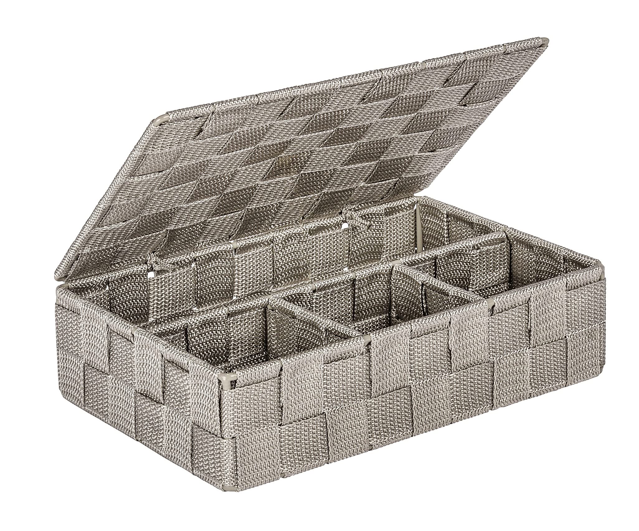 WENKO Organizer Adria small with lid in taupe, PP, 26 x 17 x 7.5 cm