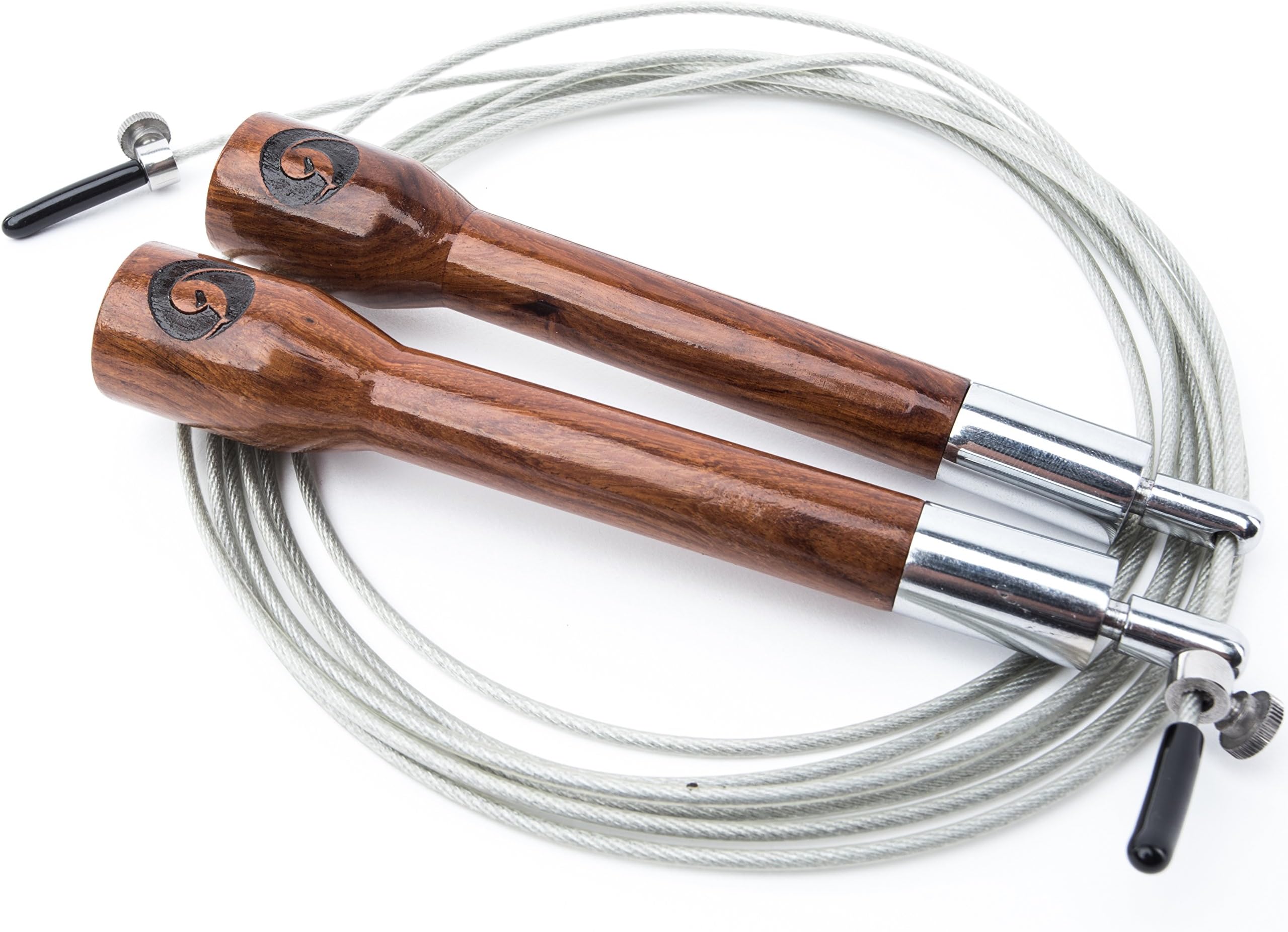 Golden Stallion Speed Rope Jump Rope - Premium Speed Rope with Wooden Handles and 2 Adjustable Cables - for Men and Women - Double Unders, Fitness Workout, Boxing, MMA, WODs