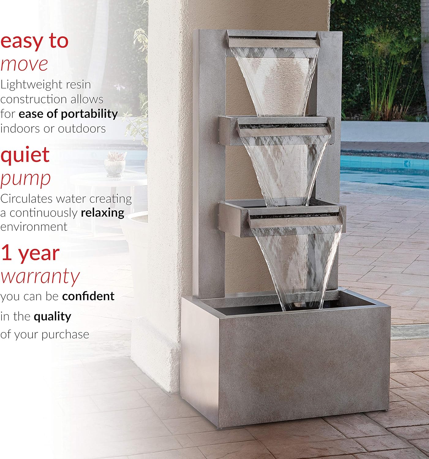 Alpine Corporation 43" Tall Indoor/Outdoor Multi-Tier Modern Industrial Metal Fountain : Garden & Outdoor