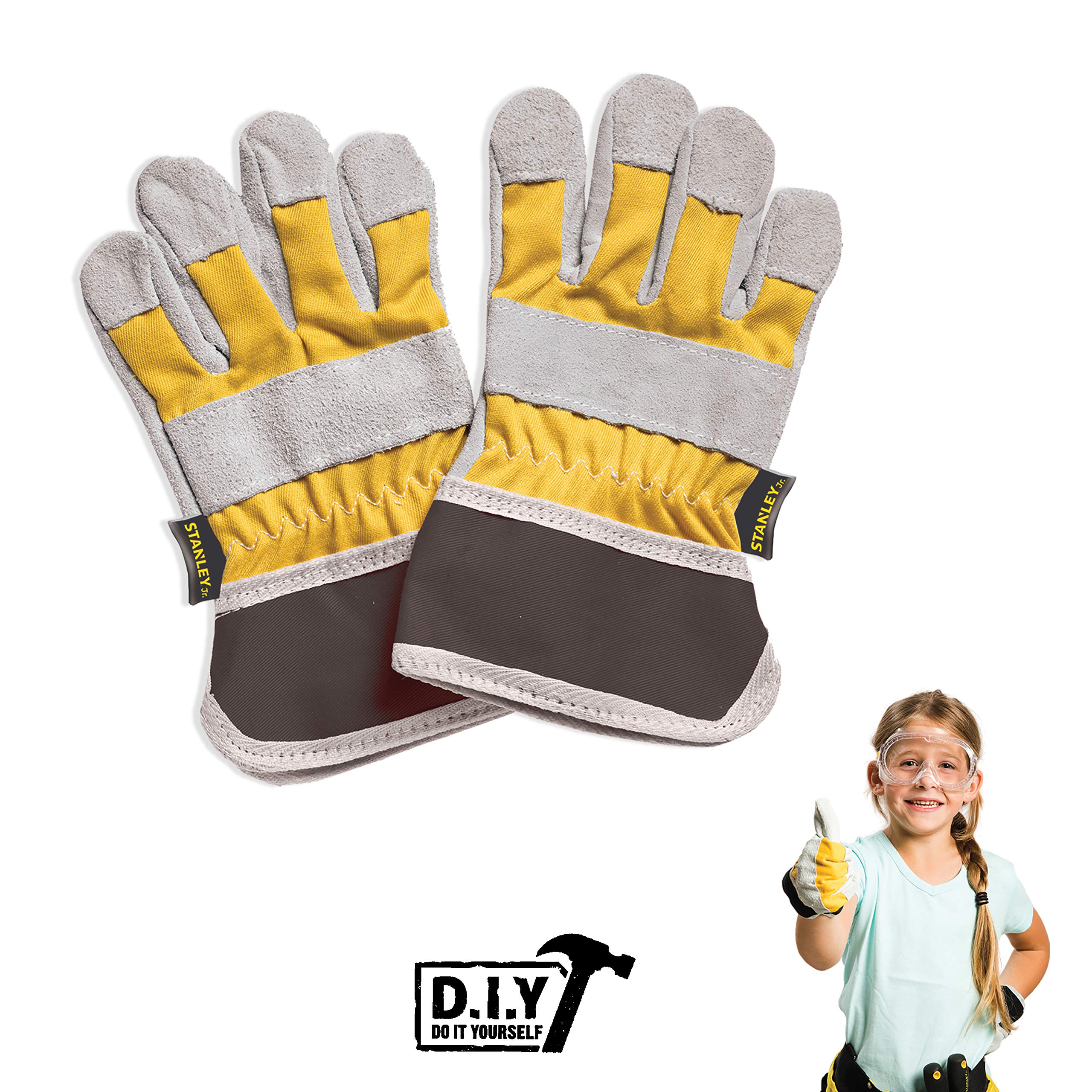 Stanley Jr. Kids Work Gloves - Made from Strong and Durable Material for Optimal Protection while Playing and Exploring - Yellow Black