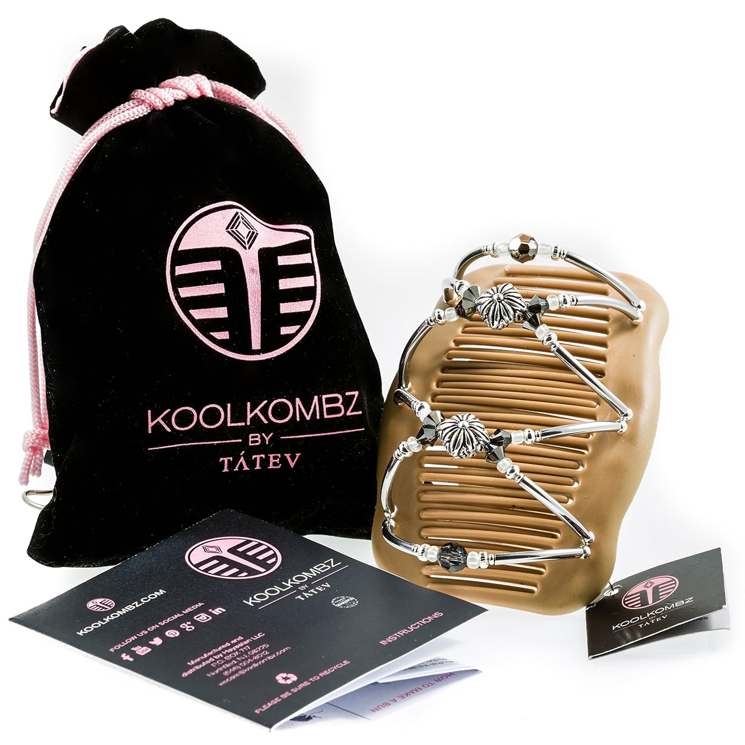 Best hair bun accessories for Women - Amazing with hair extensions - fancier than bows - can be used with other hair products - best hair clips for girls - teens - beautiful set of combs - crystals