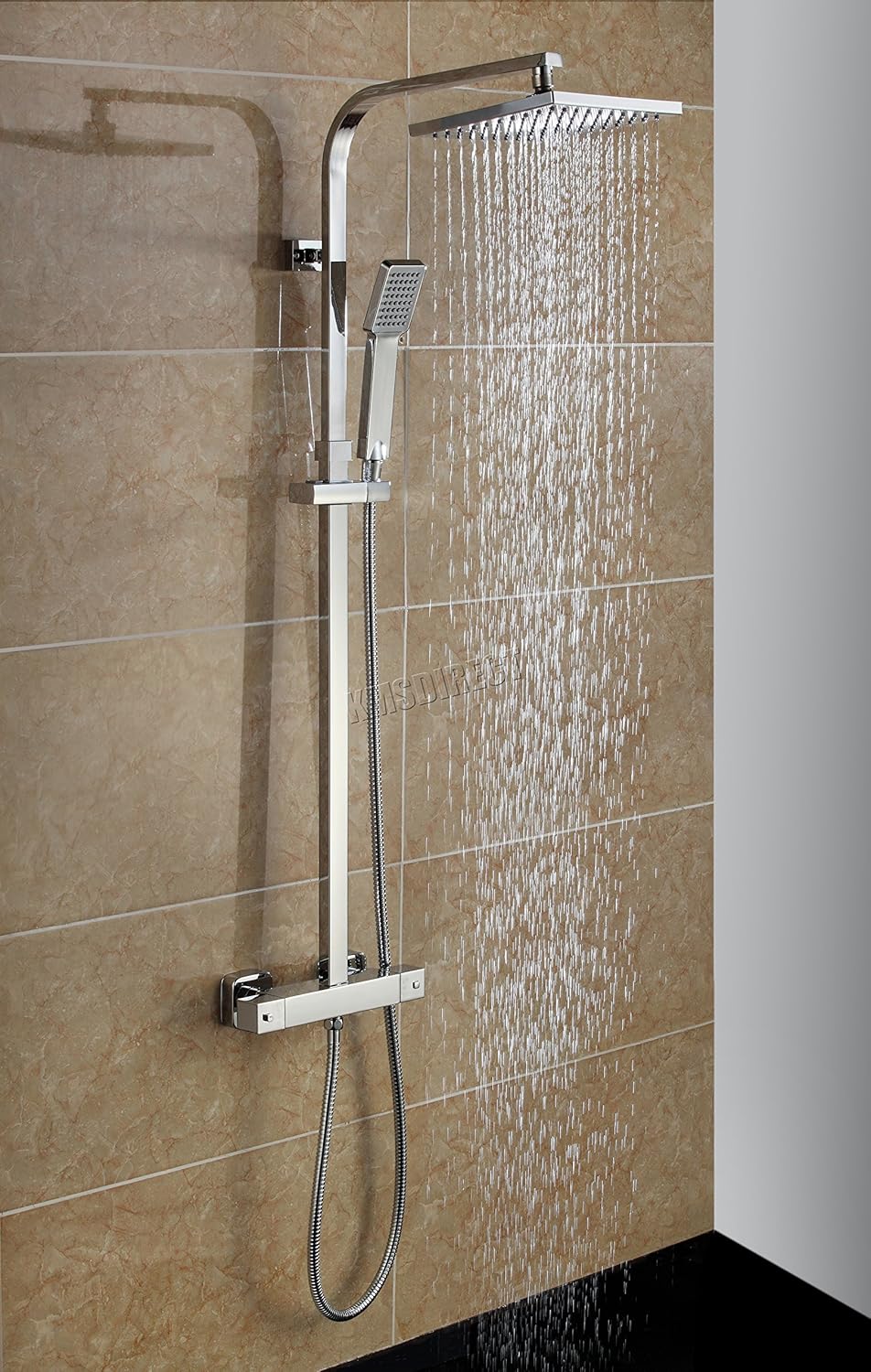 Fixed Showerheads FoxHunter Modern Bathroom Mixer Shower Set Twin Head