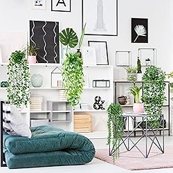 Artificial Hanging Plants for Shelf, 4 Pack Fake