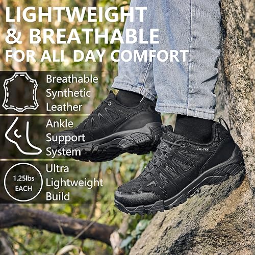 SHULOOK Men's Waterproof Hiking Shoes Lightweight Anti Slip