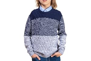 BOBOYOYO Boys Sweaters 100% Cotton Cable Knit Stripe Sweater Kids Crew Neck Pullover Toddler School Uniform Child Casual Top
