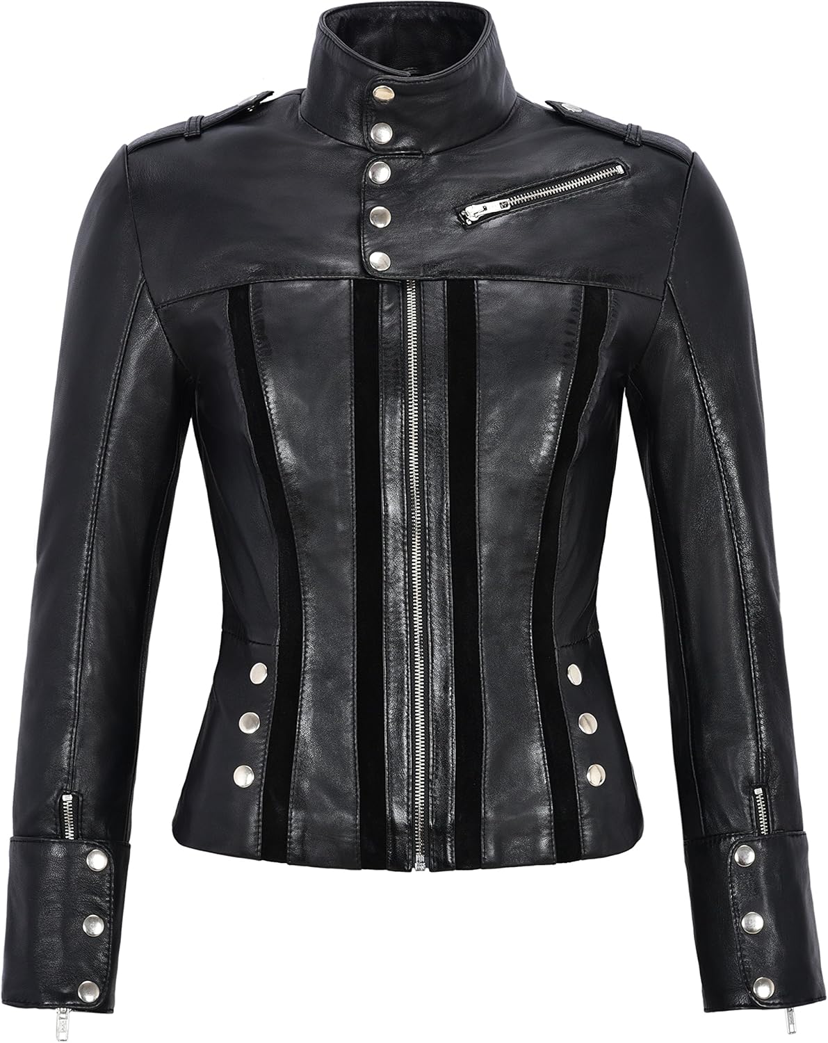 Carrie CH Hoxton Ladies Real Leather Jacket Fashion Designer 100% Lambskin Suede Patch Front 