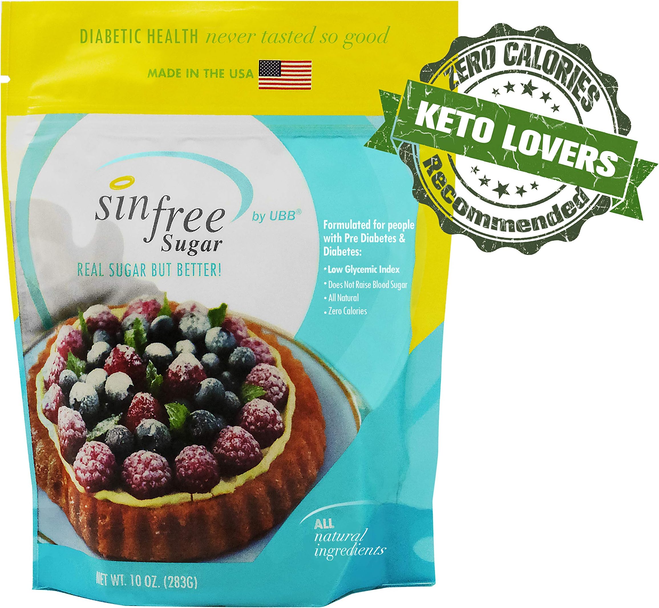 Xylitol with Erythritol Blend Sweetener - Keto Friendly - No Calorie Sweetener, Non-GMO, Vegan, Gluten-free, Natural Sugar Substitute - Perfect for Diabetics and Low Carb Dieters (10 oz)