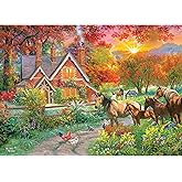 RoseArt - Abraham Hunter Cork Puzzle - Homestead - 1000 Piece Jigsaw Puzzle for Adults