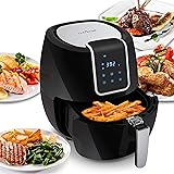 NutriChef Digital Air Fryer 5.6 Qt XXL - 1800 Watt Power Electric Oilless Kitchen Hot Air Frying Convection Multi Cooker, Non
