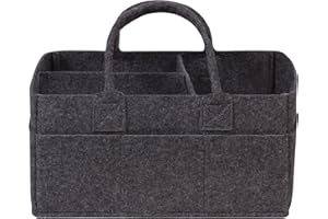 Sammy & Lou Diaper Caddy Organizer - Collapsible Tote Bag with Handles - Organizer for Diapers, Wipes & Baby Changing Supplies - Felt Storage Organizing Bin for Car, Desk, Nursery (Charcoal Grey)