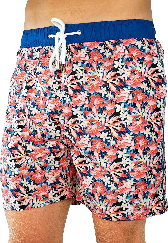 Festiful Slim Fitted Floral Swim Trunks Patterned Swim Trunk Hawaiian