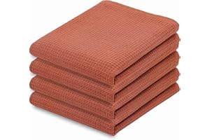 PurpleEssences Rust Waffle Weave Kitchen Towel, 100% Cotton, 38x63.5 cm, with Hanging Loop Ultra Soft Absorbent Quick Drying 