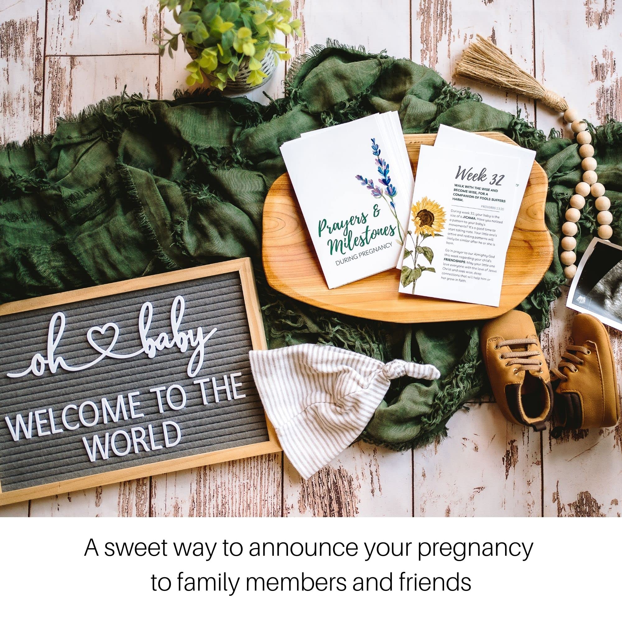 Pregnancy Prayer Cards - Weekly Milestone Cards for Expecting Mother, Congratulations Gift for First Time Mom, Must Haves and Essentials for Mom to Be