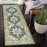 Ileading Vintage Runner Rug for Hallway, Machine Washable Area Rug Runners with Rubber Backing, Non Slip Kitchen Floor Mat for Bedroom Livingroom (Green 2x6ft)