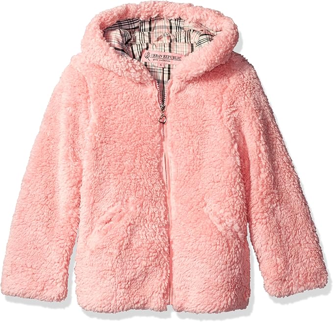 Urban Republic Girls' Little Woobie Sherpa Hooded Jacket