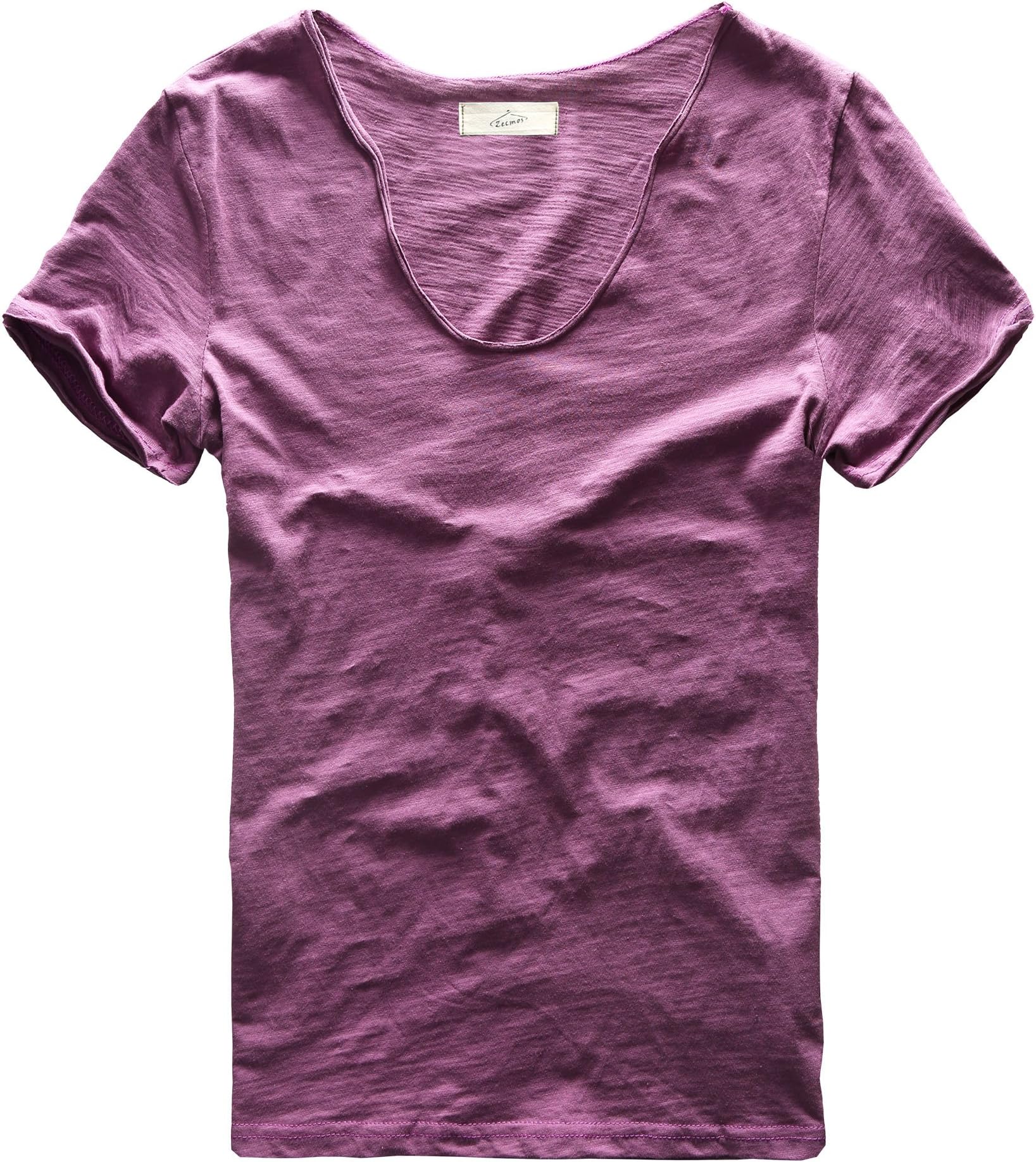 Zecmos Men V Neck Slim Fit 100 Cotton T-Shirt Basic T Shirts Casual