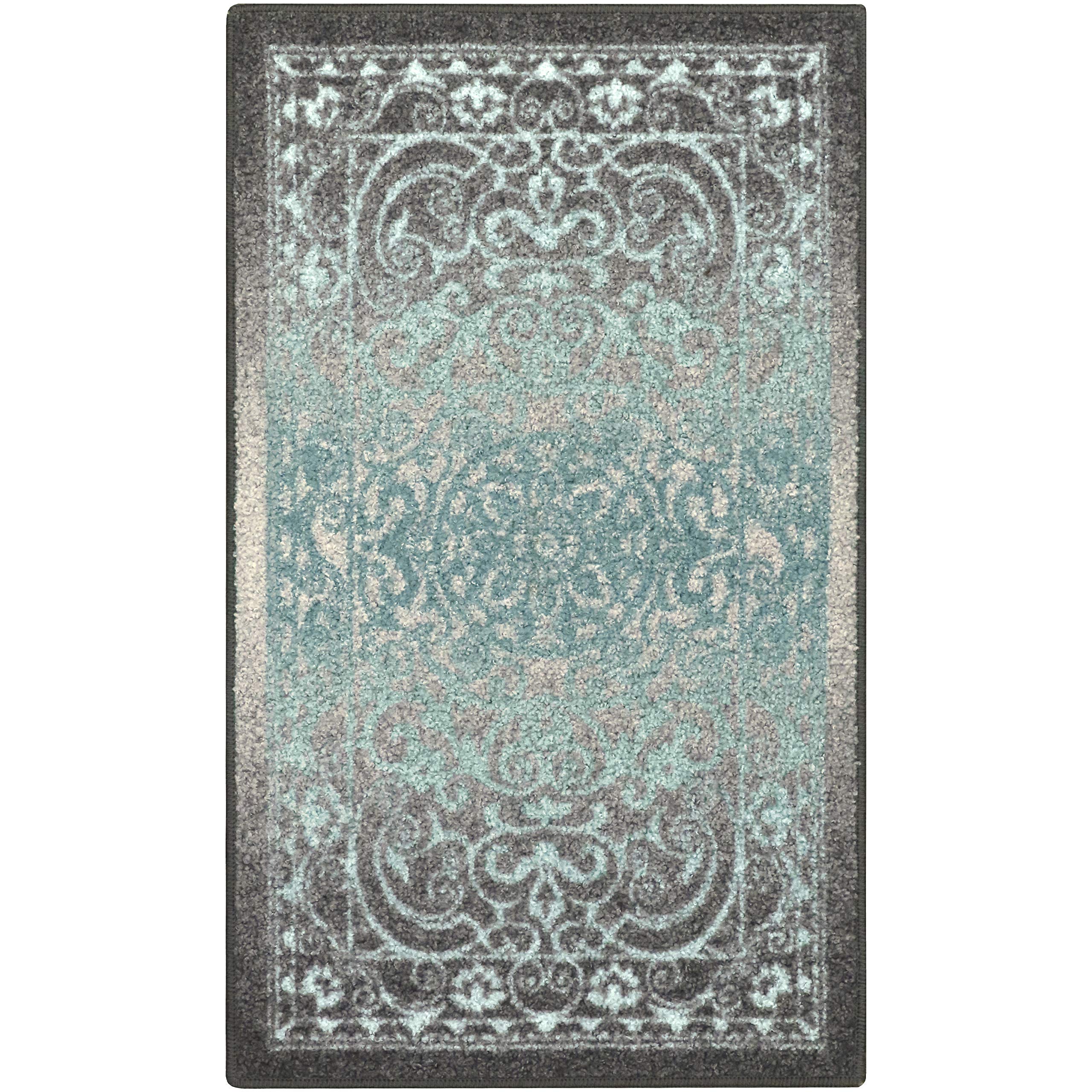 Pelham Vintage Kitchen Rugs Non Skid Accent Area Carpet [Made in USA], 2'6 x 3'10, Grey/Blue, Model:AG4055402 (New Version)