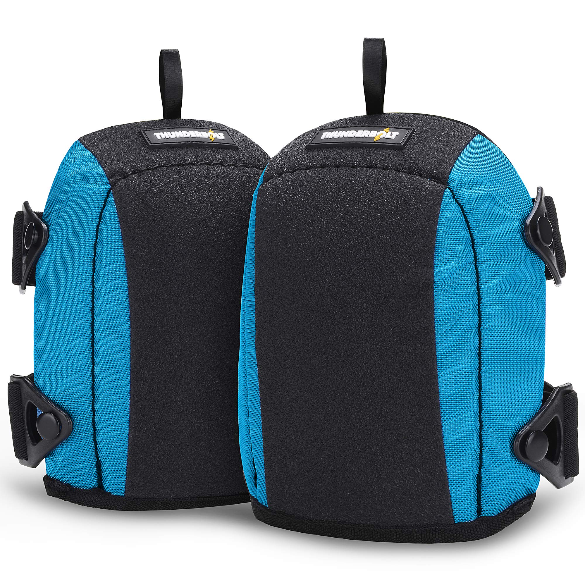 Thunderbolt Knee Pads Work for Construction Flooring Plumbing Cleaning - Gardening Anti-Slip Leather Lightweight Comfortable Foam Cushion Adjustable Straps & Fast Clip Fasteners