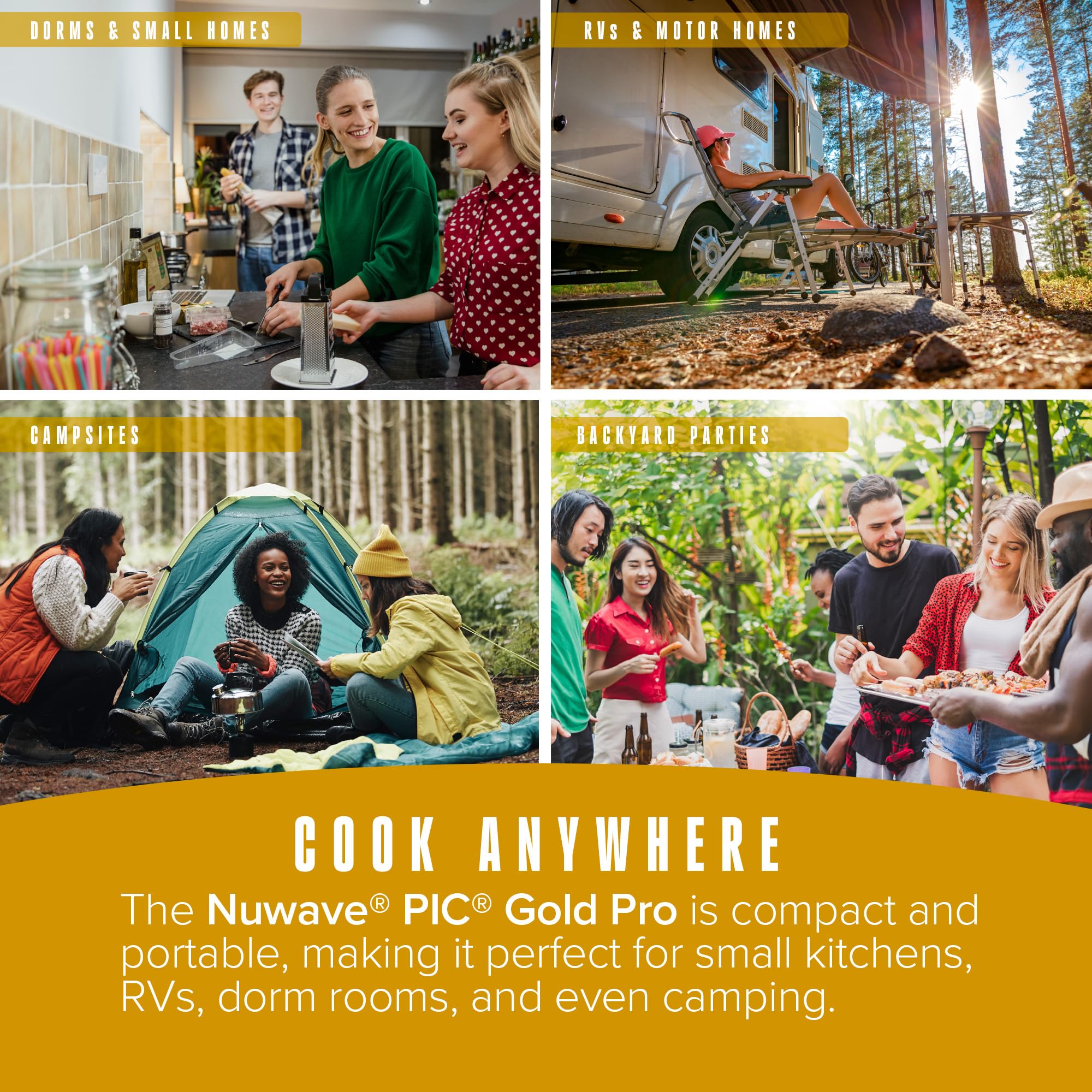 Nuwave Gold Pro Precision Induction Cooktop, Large 8” Heating Coil, 12” Heat-Resistant Cooking Surface, Adjustable Wattages,100°F to 575°F, Portable, Built-In Safety Auto Shut Off