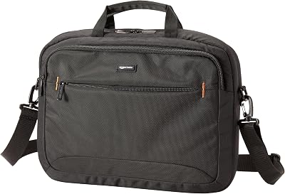 Amazon Basics Compact Laptop Shoulder Bag 15.6 inch Black with Padded Strap