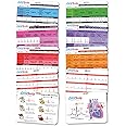 EKG Buddy's 5 Card EKG Interpretation Badge Set - Doubled Sided Nurse ECG Cards Guide Rhythm Cheat Sheet, EKG Telemetry Strips for ACLS Medical Cardiac Reference and Nursing Student Gift Accessories