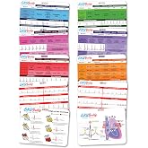 EKG Buddy's 5 Card EKG Interpretation Badge Set - Doubled Sided Nurse ECG Cards Guide Rhythm Cheat Sheet, EKG Telemetry Strips for ACLS Medical Cardiac Reference and Nursing Student Gift Accessories