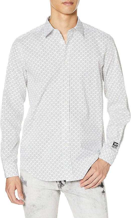 ディーゼル Diesel メンズ リピート ロゴ コットン ポプリン シャツ Aaazm Xxs ホワイト 100 シャツ 通販 Amazon