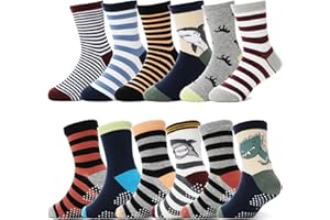 Baby Boys Grips Socks 12 Pairs Kids Toddlers Infants Anti Skid Non Slip Crew Cotton Socks