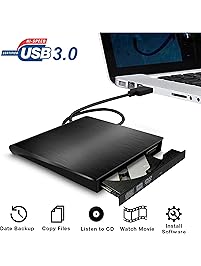 External CD DVD Drive,Valoin High Speed USB 3.0 Data Transfer Super Slim CD DVD-RW DVD ROM Drive for Laptop Desktop MacBook Win 7/8/10/Vista/Mac OS