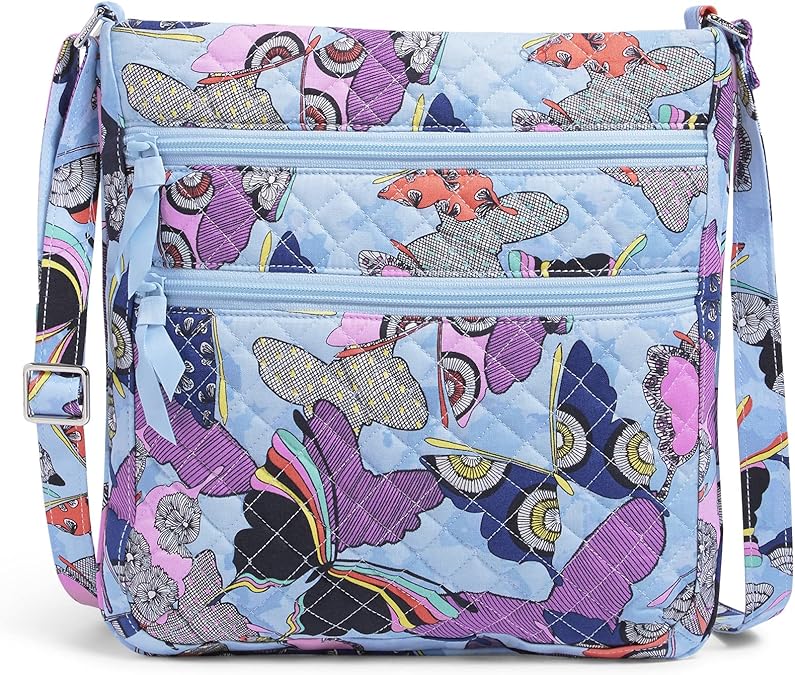 Vera Bradley Women's Recycled Cotton Triple Zip Hipster Crossbody Purse