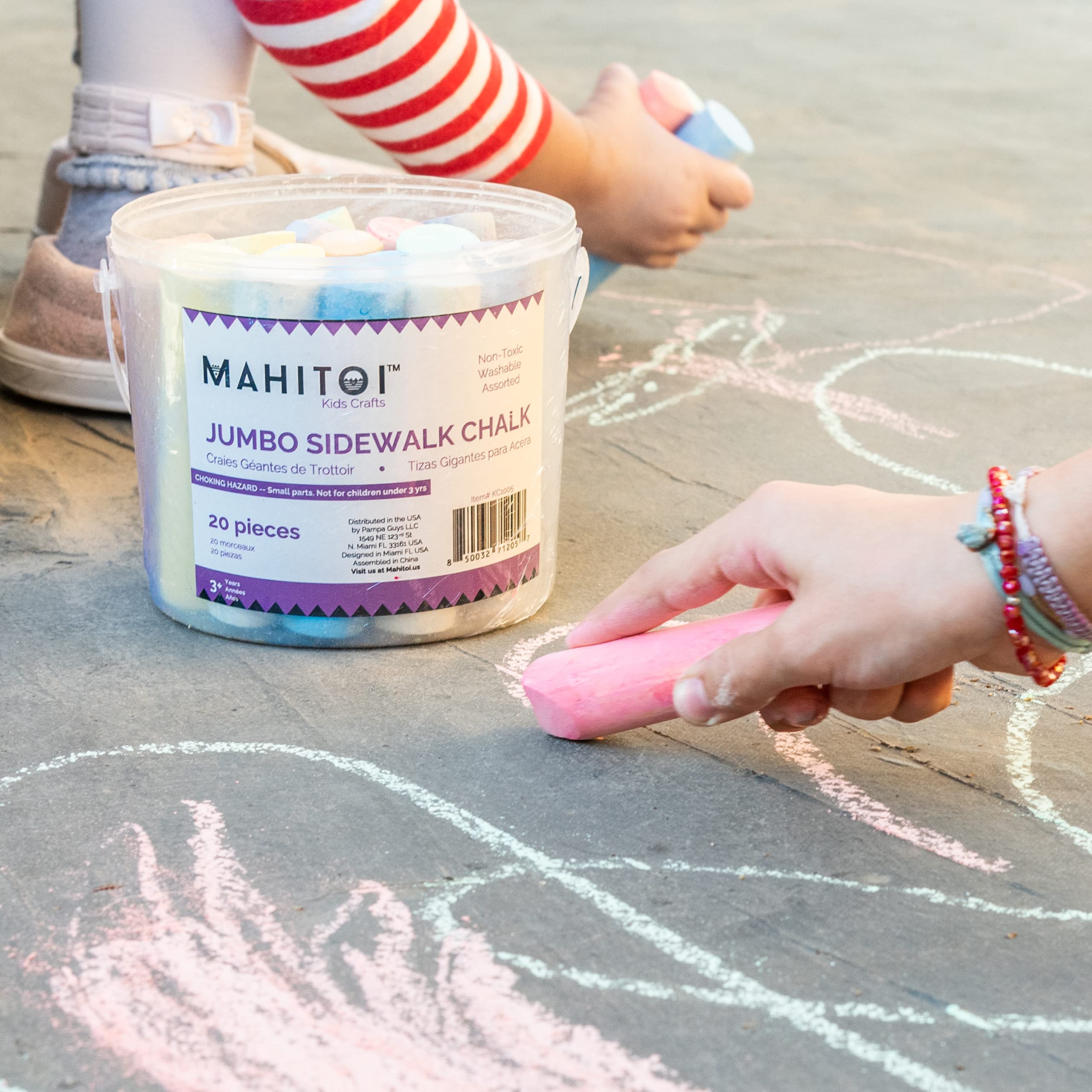 Washable Jumbo Sidewalk Chalk – Non-Toxic Multicolor Chalk for Kids, Outdoor Fun, Easy-to-Grip Sticks – Toddler Art Supplies (Pack of 20)