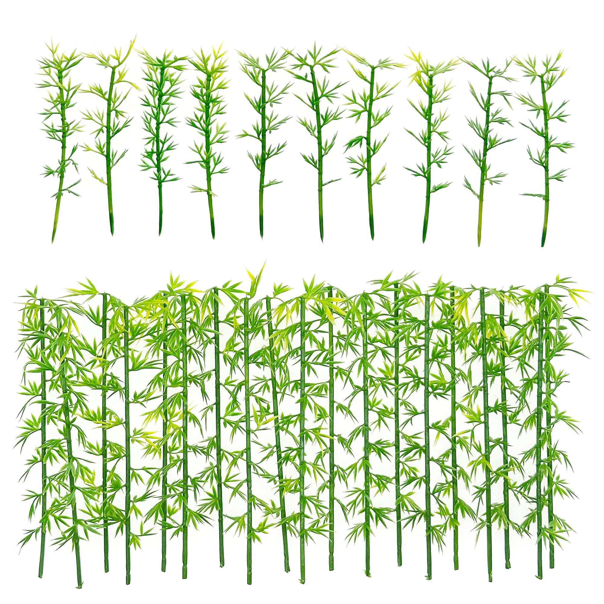 Attuslla Model Miniature Bamboo Trees, Green Plastic Bamboo Trees for Building Model, Home Miniature Landscape Landform Diorama Project (100 PCS, 8cm and 12cm) — image 1