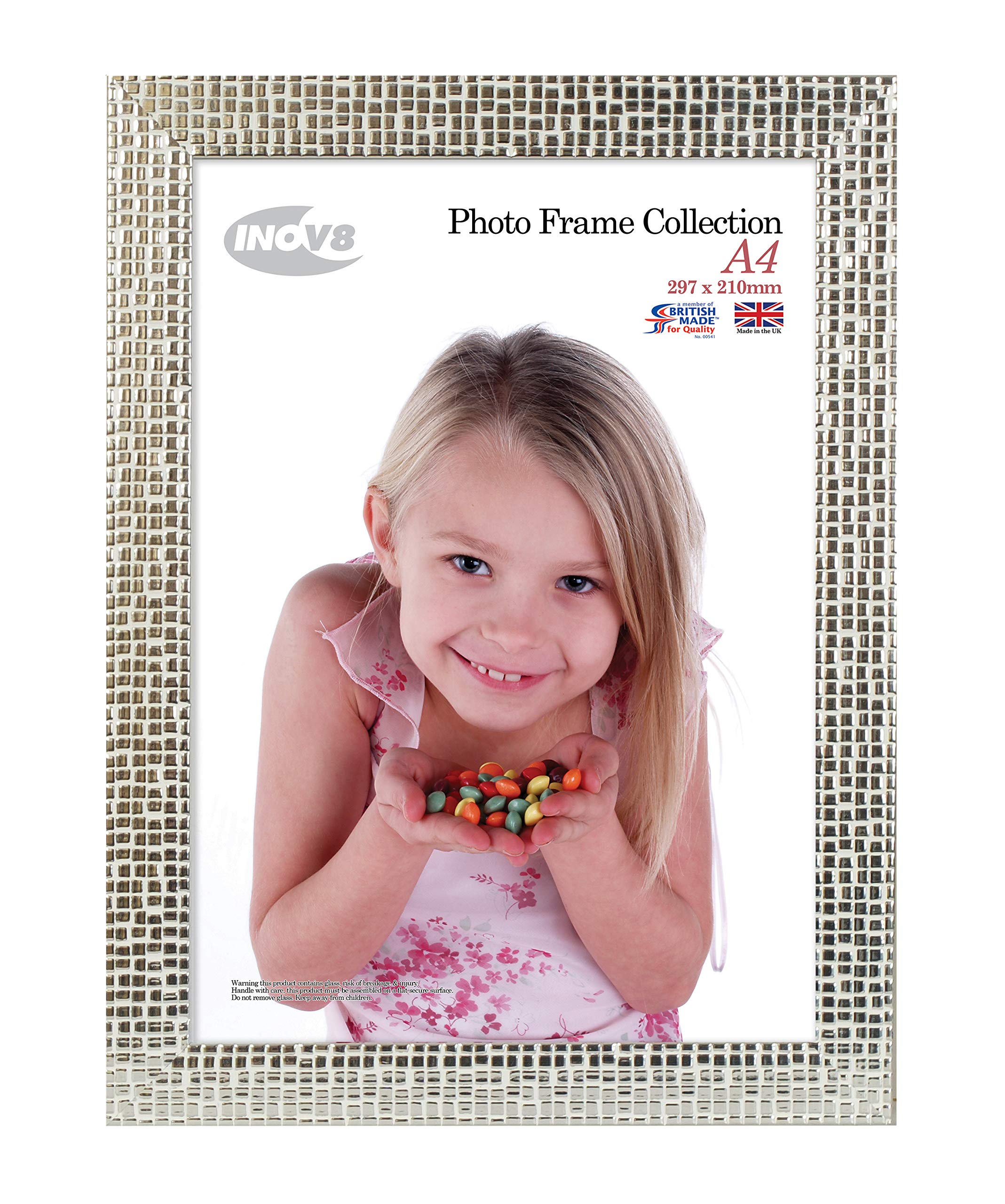 Inov8 Framing Photo Frame, Mosaic Silver Holds Picture A4 — image 1