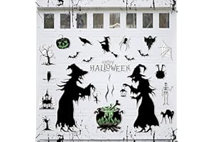 WHYMEO Halloween Garage Door Decoration Magnets 20Pcs, Waterproof 2 Witches with Cauldron Halloween Garage Door Decor Set, Holiday Magnetic Refrigerator Sticker Car Magnets Bat Halloween Outdoor Decorations