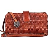 VILENCA HOLLAND Genuine Leather Wallets for Women, Small Wallet for Women Zipper Coin Purse Credit Card Holder with Strap (VL-158-COGNAC)