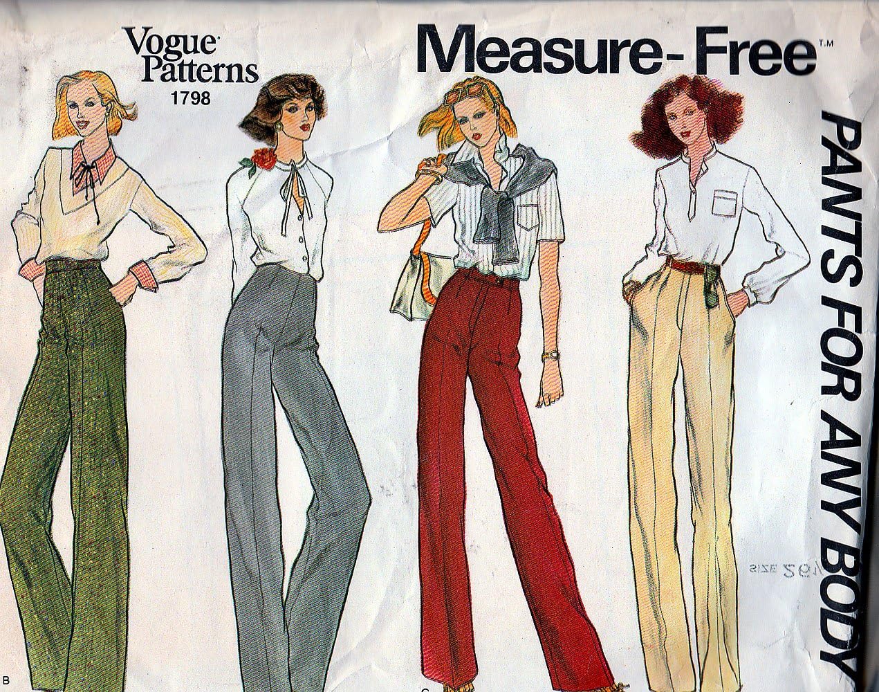 Amazon Com Vogue 1970s Pattern 1798 Measure Free Pants For