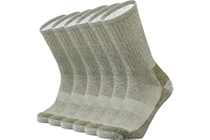 SOX TOWN Men's Merino Wool Cushion Crew Socks Moisture Wicking Control for Outdoor Hiking Work Boot Thermal Warm All Seasons