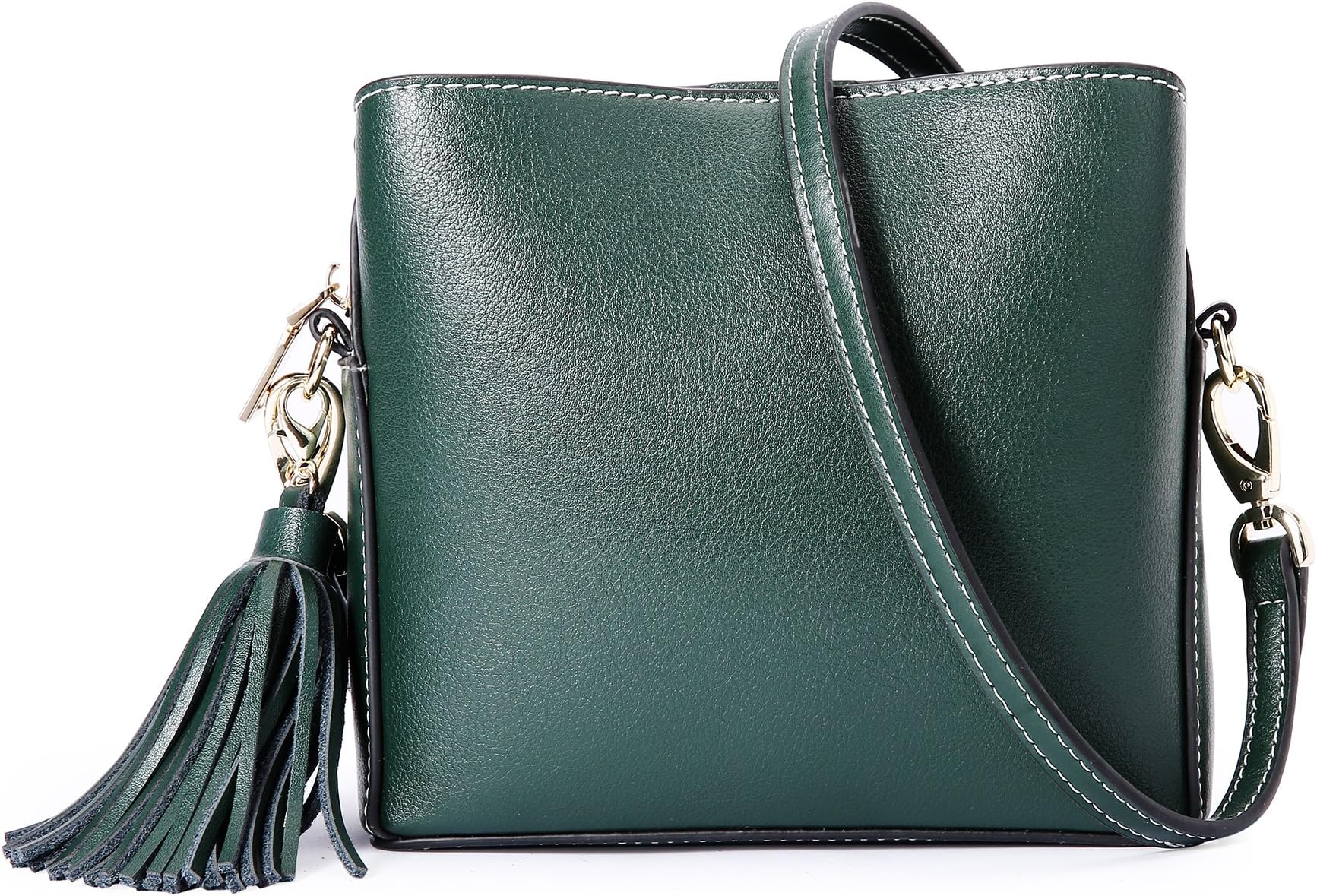 Women's Fashion Crossbody Bag | Shoulder Bag With Tassel | Top Zipper Closure Crossbody Purse | 100% Cow Leather Cross Body Bag | Shoulder Purse For Daily (Dark Green)