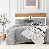 ROARINGWILD California Cal King Size Quilt Bedding Sets with Pillow Shams, Grey Oversized Lightweight Soft Bedspread Coverlet, Quilted Blanket Thin Comforter Bed Cover, 3 Pieces, 118x106 inches