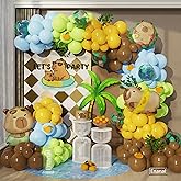 171pcs Capybara Birthday Decorations, Brown Blue Green Capybara Balloon Arch Kit, with Cute Capybara Balloons for Capybara Party Supplies Gender Reveal Baby Shower Summer Party Decor