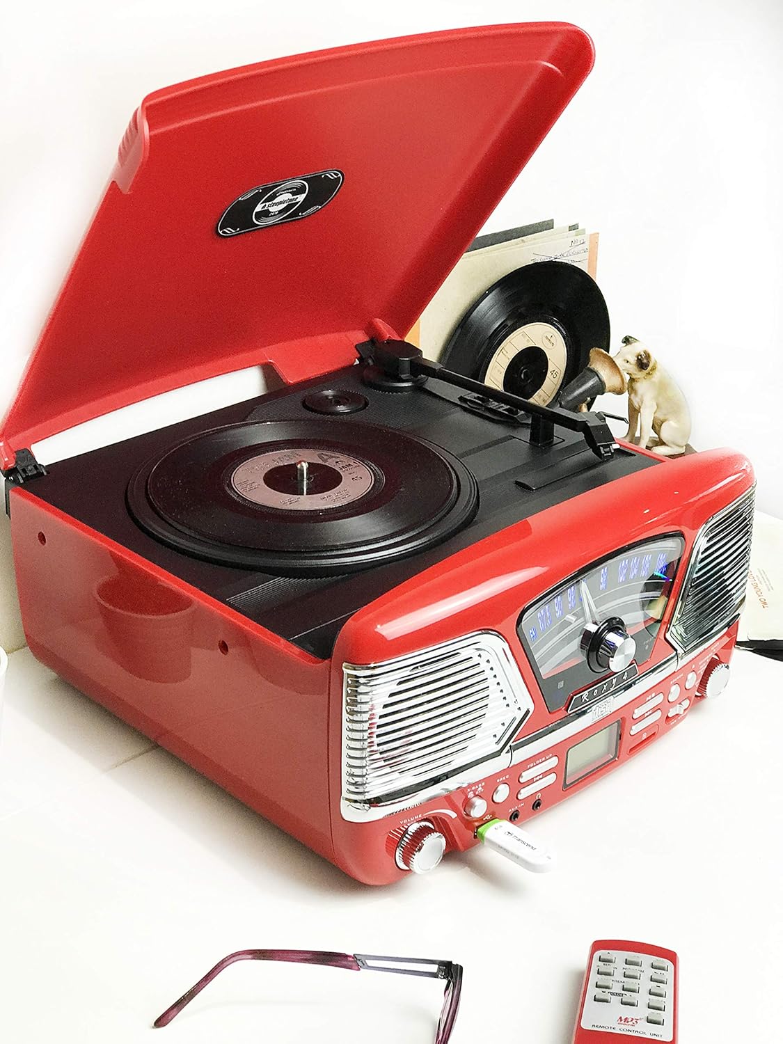 Steepletone ROXY 4 (Red) 1960s Retro Style Record Player Amazon.co.uk