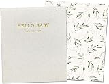 Peachly Unisex Memory Book Minimalist First Year Keepsake Olive Linen