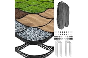 Sumloty Gravel Grid 4x33 ft, 2" Depth HDPE Geo Grid with U-Shaped Stakes & Connectors for Driveway, Patio, Shed Base, Parking Lot, Grass Stabilization, Black
