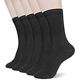 GBZJDSW Women's Loose Cuff Cotton Crew Socks Long Seamless Casual Boot Socks Plain Black