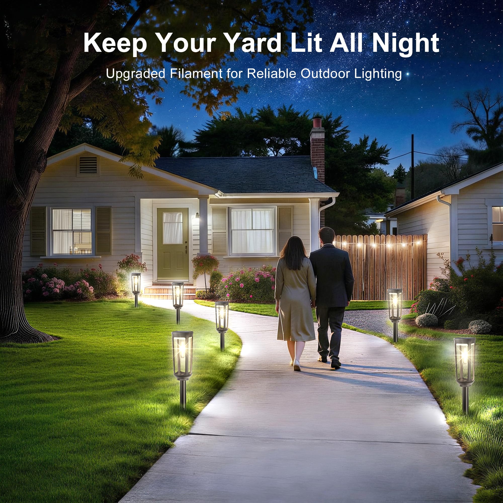 Condition photo showing New/Like New for jejot solar pathway lights outdoor waterproof ip65, 8 pack cool white solar walkway lights, auto on/