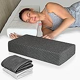PALTEX 24x12x4 Pillow Cube for Side Sleepers with 2 Pillow Cases(White & Gray) Memory Foam- Medium Firm Design Ideal for Neck,Shoulder Pain Relief & Cervical Support - Made of Odorless Fabric