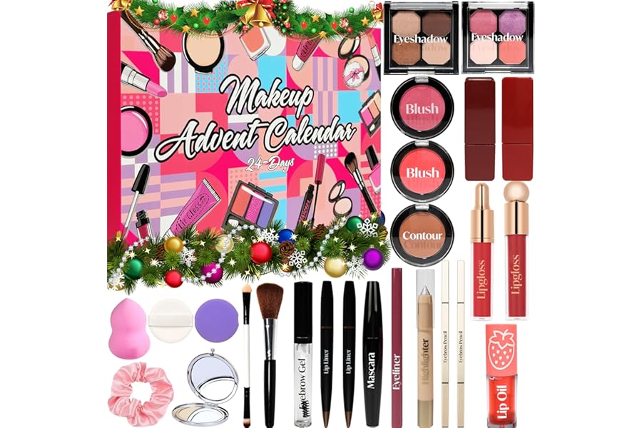Makeup Advent Calendar 2025 Teen Girls Women Beauty Make Up Advent Calendar, 24 Days 2025 Christmas Countdown Full Makeup Kits Beauty Skincare Sets Gifts For Teen Girls women
