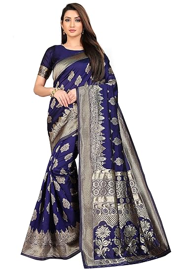 Womens Chanderi Net Saree With Unstitched Blouse Piece